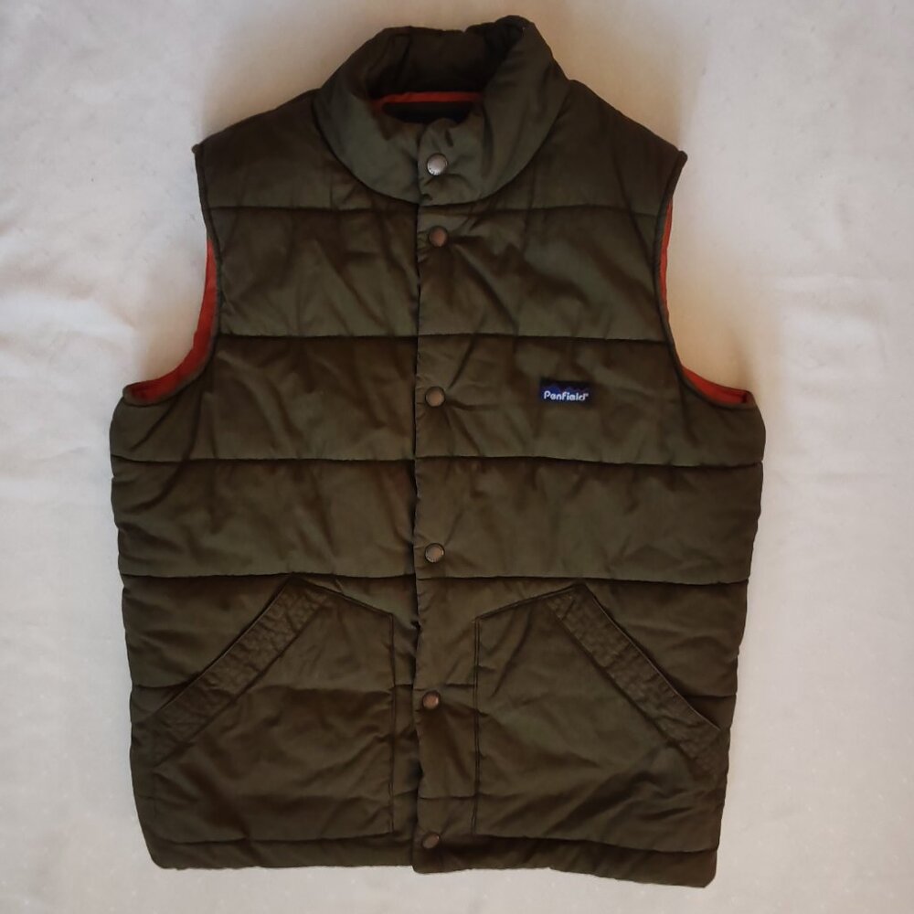 Penfield Quilted Puffer Vest - Olive Green / Orange Lining  Men or Women Size  S